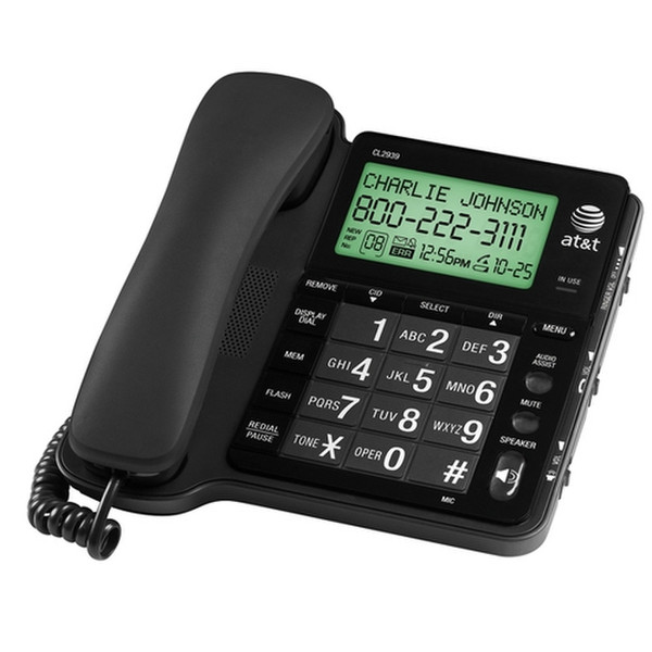 AT&T CL2939 Аналоговый Идентификация абонента (Caller ID) Черный телефон