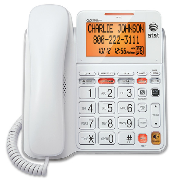 AT&T CL4940 Аналоговый Идентификация абонента (Caller ID) Белый телефон