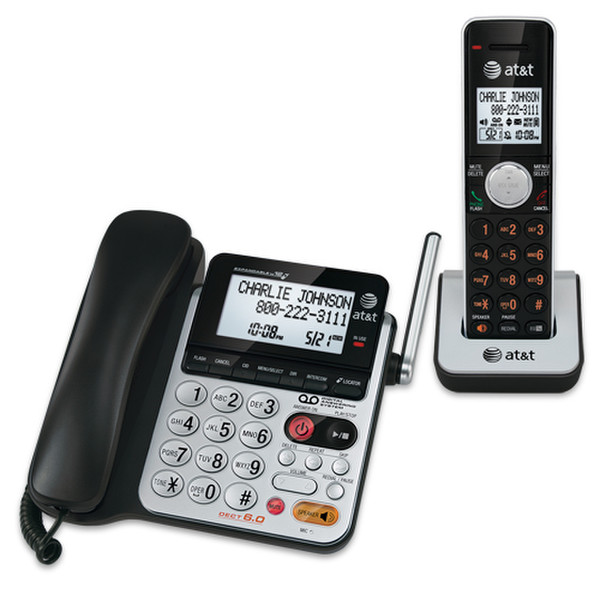 AT&T CL84100 Analog/DECT Идентификация абонента (Caller ID) Черный, Cеребряный телефон
