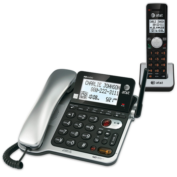 AT&T CL84102 Analog/DECT Идентификация абонента (Caller ID) Черный, Cеребряный телефон