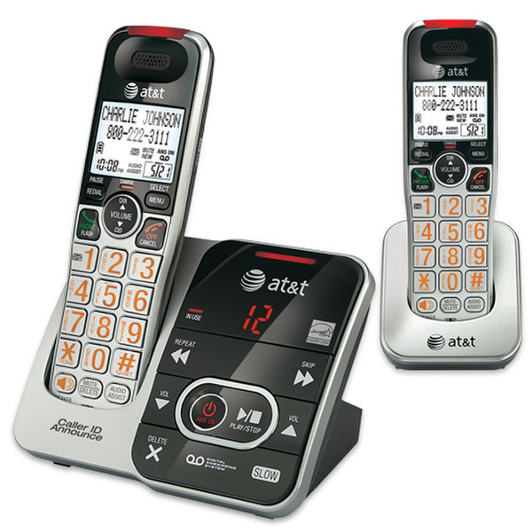 AT&T CRL32202 DECT Идентификация абонента (Caller ID) Черный, Cеребряный телефон
