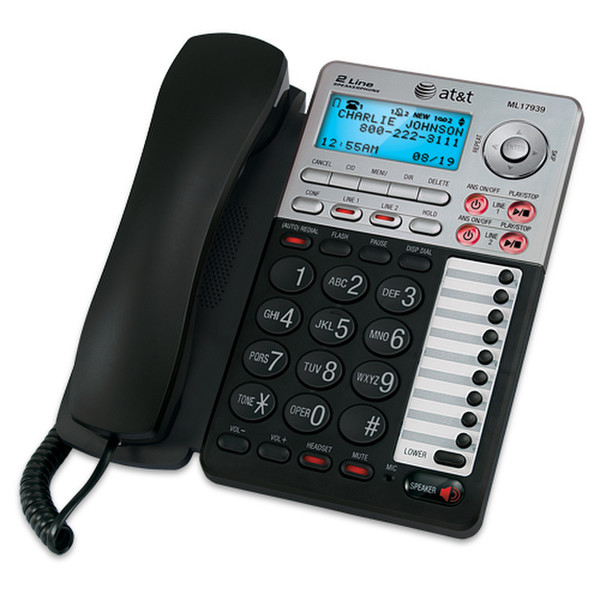 AT&T ML17939 Analog Anrufer-Identifikation Schwarz, Silber Telefon