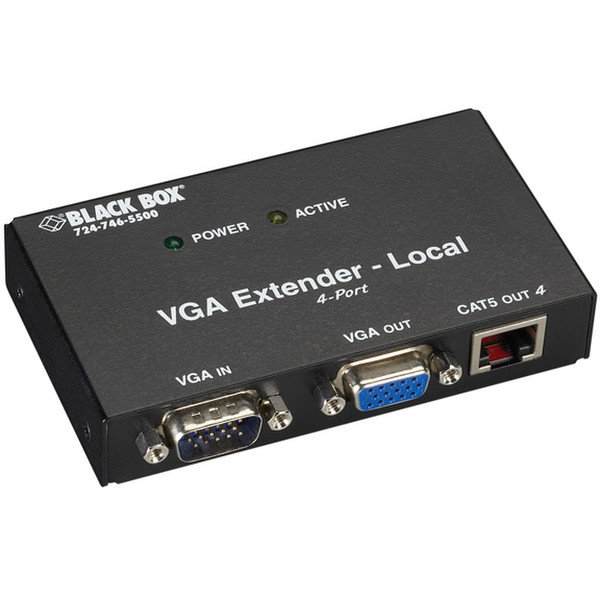 Black Box AC555A-4-R2 AV transmitter Black AV extender