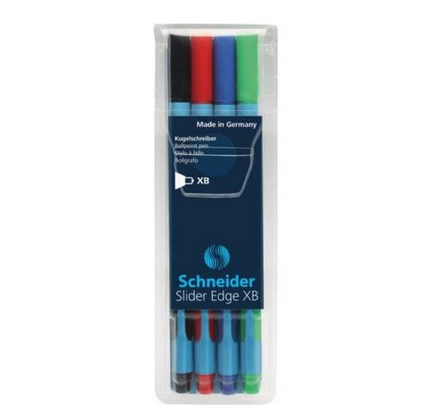 Schneider Slider Edge Stick ballpoint pen Extra Bold Черный, Синий, Зеленый, Красный 4шт