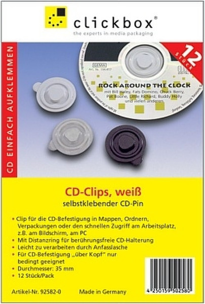Clickbox CD-Clips, white, 12PK