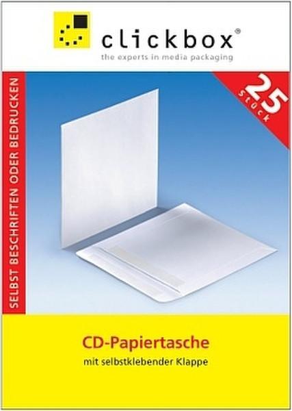 Clickbox CD paper bag w/o window, 25PK White