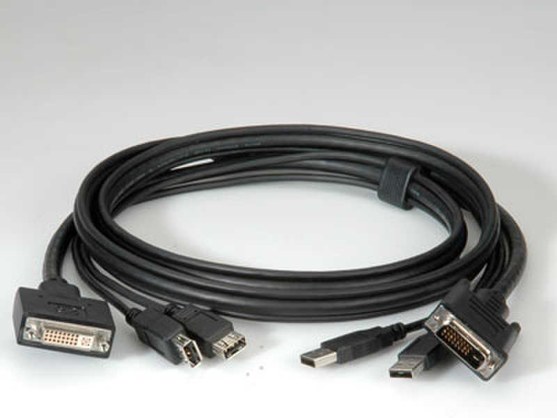 ROLINE KVM Cable 2x DVI + 4x USB, 1.8m 1.8m Schwarz Tastatur/Video/Maus (KVM)-Kabel