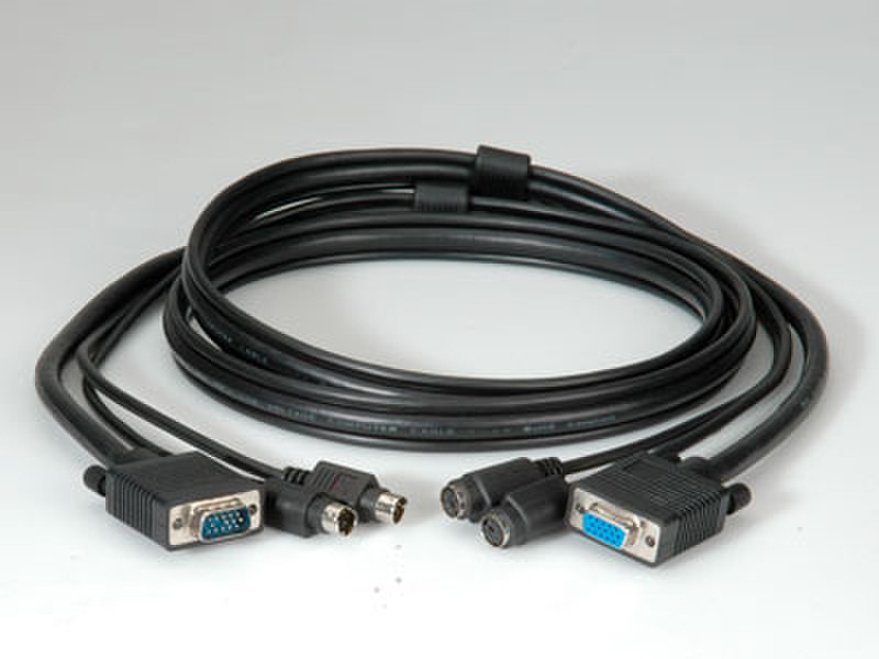 ROLINE KVM Cable 2x HD15+ 4x PS/2, 1.8m 1.8m Schwarz Tastatur/Video/Maus (KVM)-Kabel