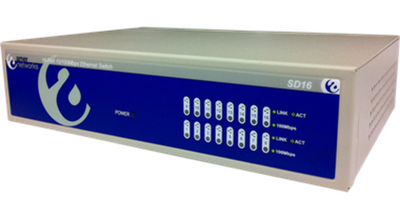 Amer Networks SD16 Неуправляемый Fast Ethernet (10/100) Синий, Белый сетевой коммутатор