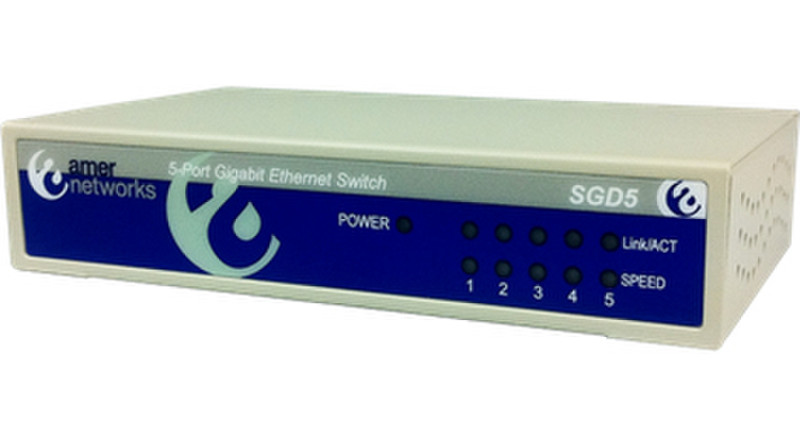 Amer Networks SGD5 Unmanaged Gigabit Ethernet (10/100/1000) Blue,White network switch