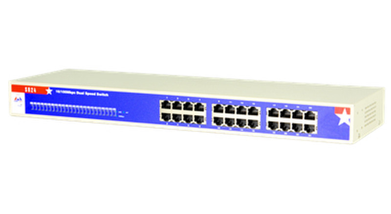 Amer Networks SR24 Неуправляемый Fast Ethernet (10/100) Синий, Белый сетевой коммутатор