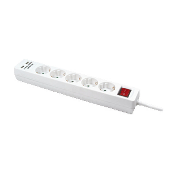 LogiLink LPS203U 5AC outlet(s) 1.5m White power extension