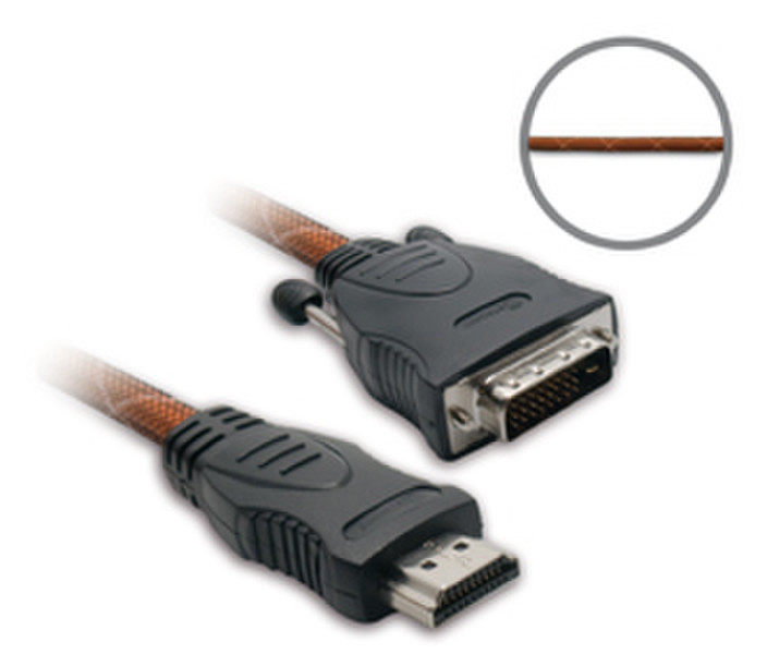 Metronic 5m HDMI/DVI-D M/M 5м HDMI DVI-D Черный, Медный адаптер для видео кабеля