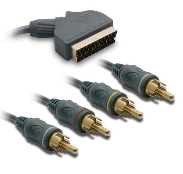 Metronic 475075 1.2m SCART (21-pin) 4 x RCA Schwarz Videokabel-Adapter