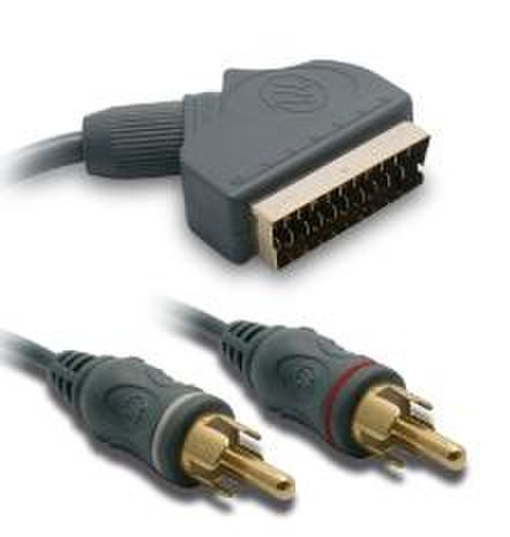 Metronic 475085 1.2m SCART (21-pin) 2 x RCA Schwarz Videokabel-Adapter