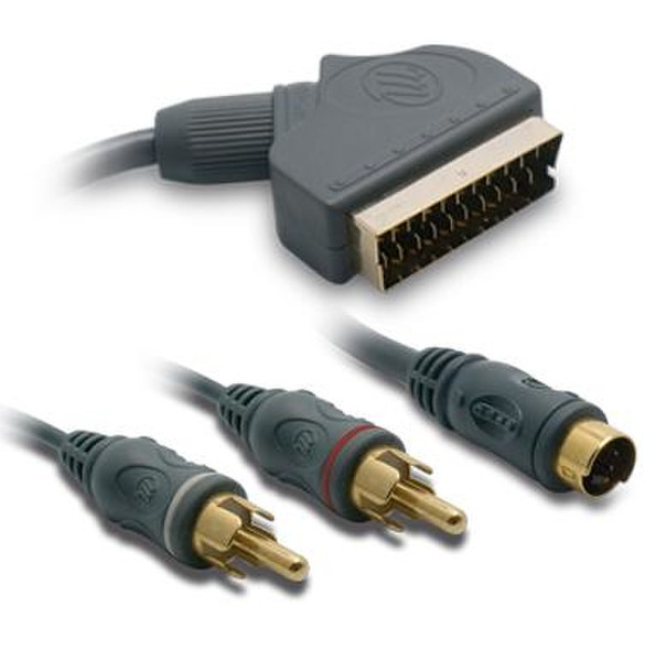 Metronic 475093 1.5м SCART (21-pin) 2 x RCA + S-Video адаптер для видео кабеля