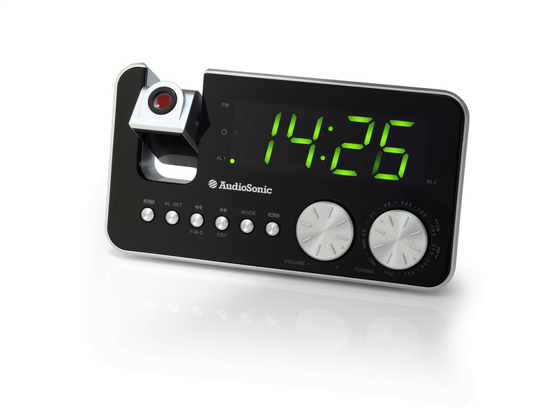 AudioSonic CL-1484 Clock Analog Black,Silver