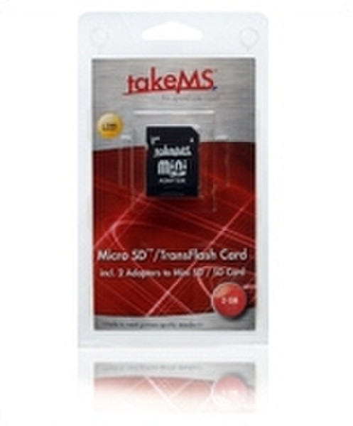 takeMS 4GB MicroSDHC card class 4 (TransFlash card) + 2 adapters 4GB MicroSD memory card