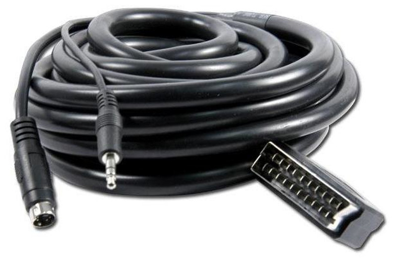 Kraun KB.51 5m SCART (21-pin) S-VHS + 3.5mm Black video cable adapter