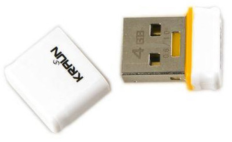 Kraun Mikra 4 GB 4ГБ USB 2.0 Белый, Желтый USB флеш накопитель