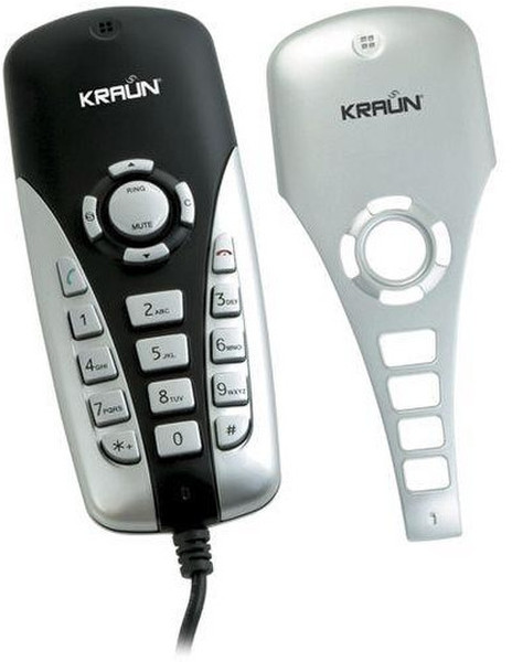 Kraun USB VOIP Phone Essential Беспроводная телефонная трубка Черный, Серый