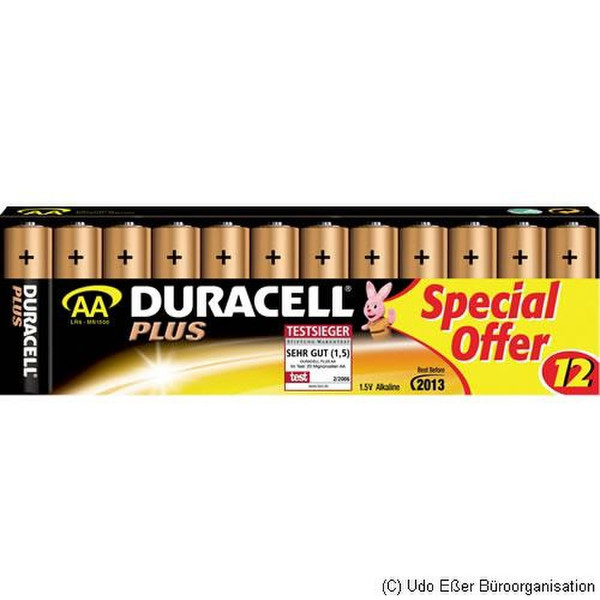 Duracell MN1500 Plus Batterie AA 12er Alkali 1.5V Nicht wiederaufladbare Batterie