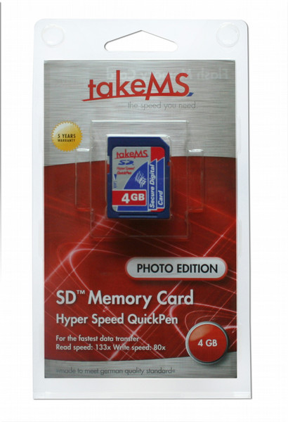 takeMS 4GB HyperSpeed SD QuickPen Photo 4GB SD memory card