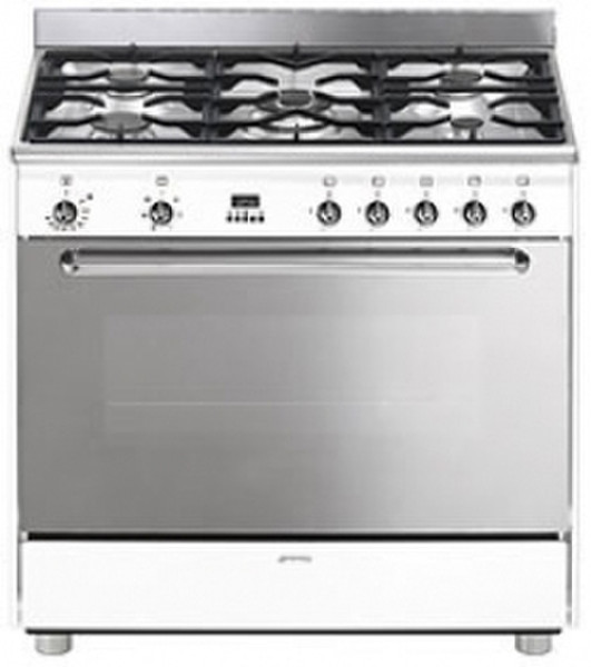 Smeg CG90B Freistehend Gas hob B Weiß Küchenherd