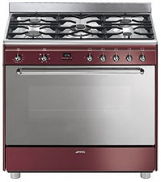 Smeg CG90RW1 Отдельностоящий Gas hob B Красный, Cеребряный кухонная плита