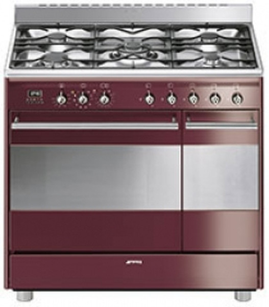 Smeg SCB92PRW8 Freistehend Gas hob A Bordeaux Küchenherd