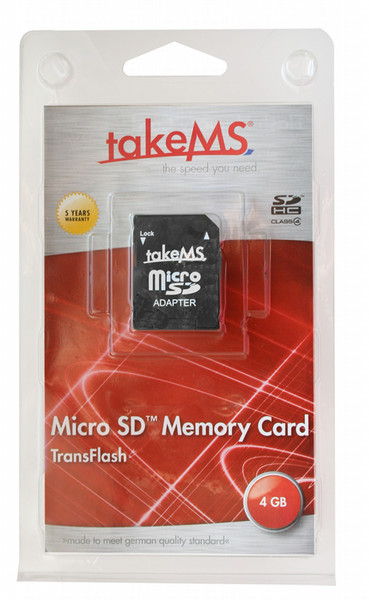 takeMS 4GB MicroSDHC 4GB SDHC memory card