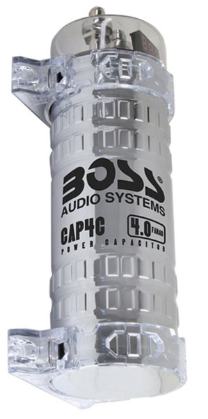 Boss Audio Systems 4 Farad Fixed  capacitor Cylindrical DC Silver capacitor
