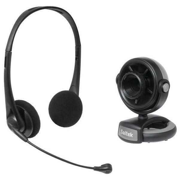 Saitek WH30 Webcam and Headset 640 x 480пикселей USB 2.0 Черный вебкамера