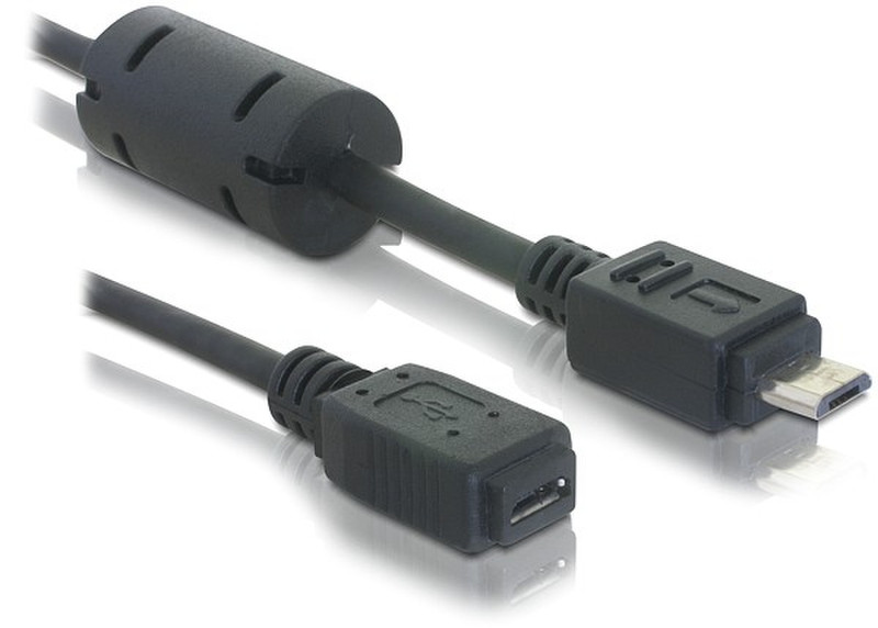 DeLOCK Cable USB 2.0 micro-B male to micro A+B female, 2m 2м Micro-USB B Черный кабель USB