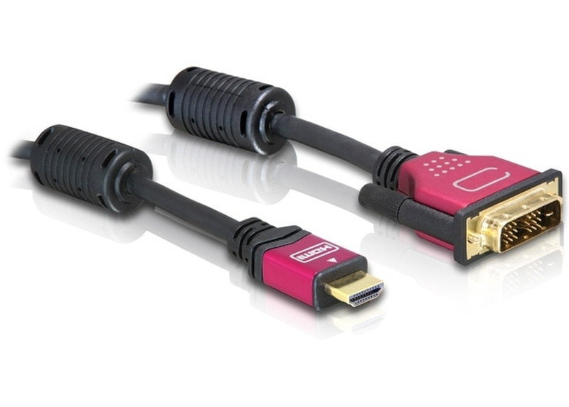 DeLOCK HDMI - DVI Cable 5.0m 5м HDMI DVI-D Черный