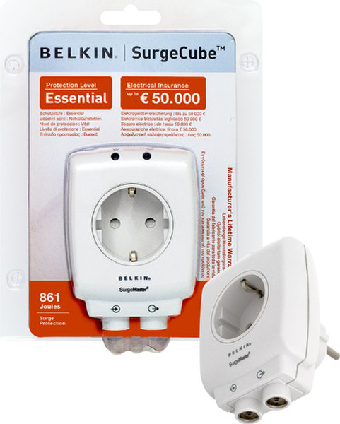 Belkin SurgeCube 1розетка(и) 230В Белый сетевой фильтр