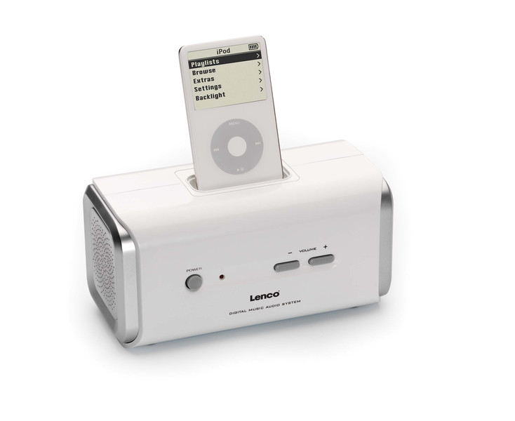Lenco iPod mini stereo sound system White docking speaker