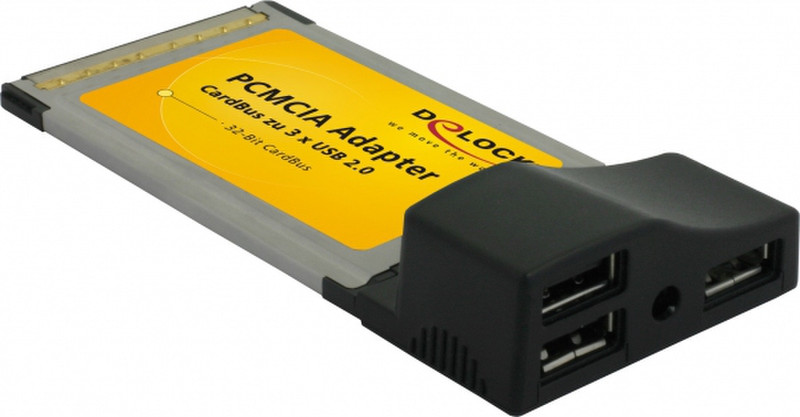 DeLOCK 3-port USB 2.0 CardBus Adapter USB 2.0 интерфейсная карта/адаптер