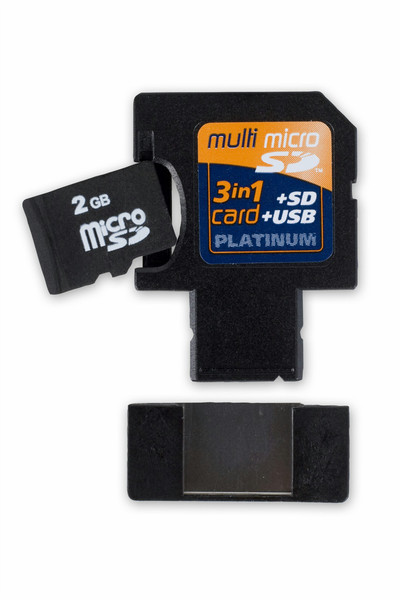 Bestmedia PLATINUM Multi Micro SD 3in1 Card 2 GB 2GB MicroSD Speicherkarte