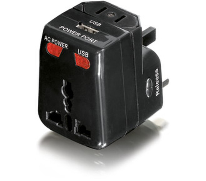 Equip Universal Travel Adapter w/USB Charger Black power adapter/inverter