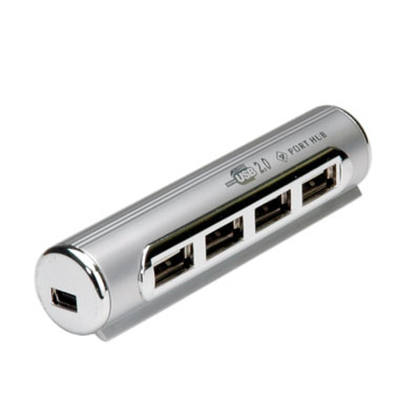 ROLINE USB 2.0 Pocket Hub 4 Ports Silver interface hub
