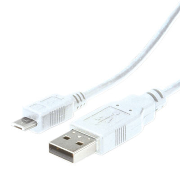 ROLINE USB2.0 Cable Type A - Micro B, 1.8m 1.8m USB A White USB cable