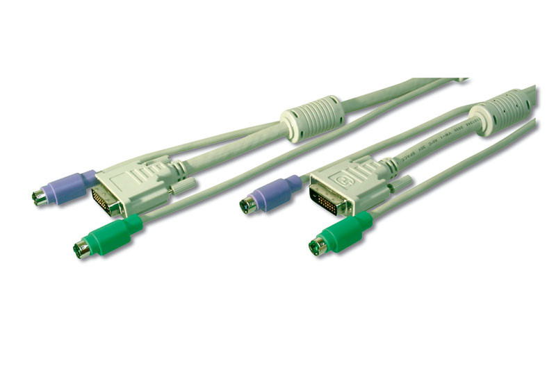 Digitus KVM cable DVI, PS/2 1.8m beige 1.8m Tastatur/Video/Maus (KVM)-Kabel
