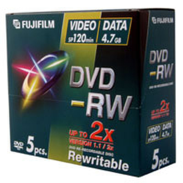 Fujifilm DVD-RW JEWEL CASE X 5 PACK (4.7GB 2X)