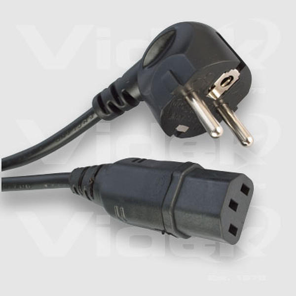 Videk IEC F to Euro Schuko 2 Pin M 2m Черный кабель питания