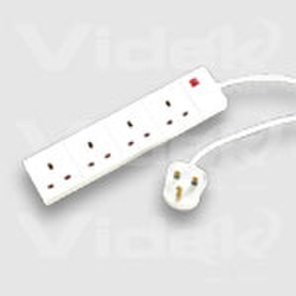 Videk 4 Way 13A Mains Socket - 5M 5м Белый кабель питания
