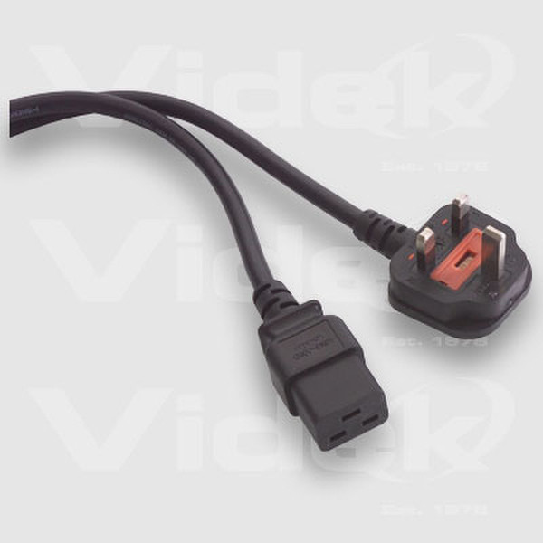 Videk C19 Socket to UK Mains Plug 2.5m 2.5m Black power cable