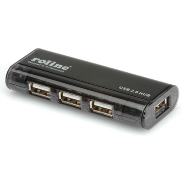 ROLINE USB2.0 Magnet Hub 4-port Black interface hub