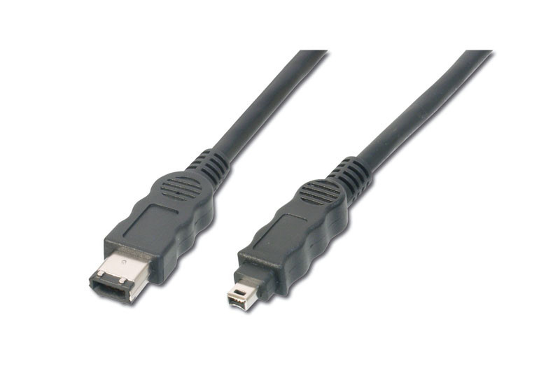 Digitus FireWire IEEE 1394A Cable, 6/4, - 1.8m 1.8m Black firewire cable