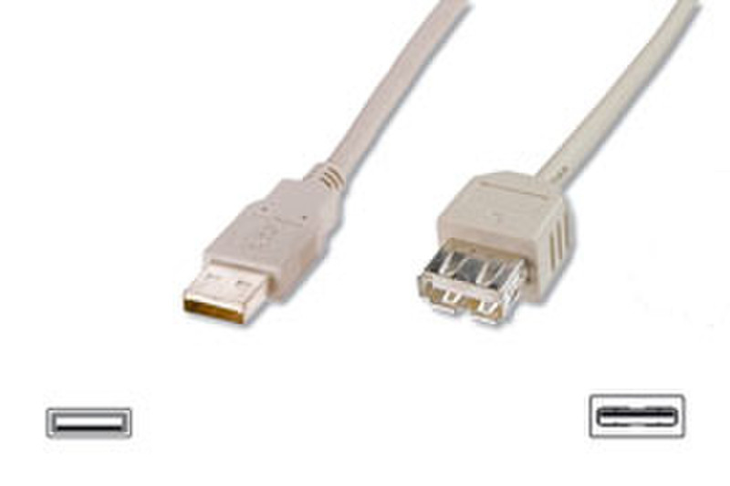 Digitus USB2.0 Verlaengerungskabel 5m USB A/M , A/F 5м USB A USB A Бежевый кабель USB